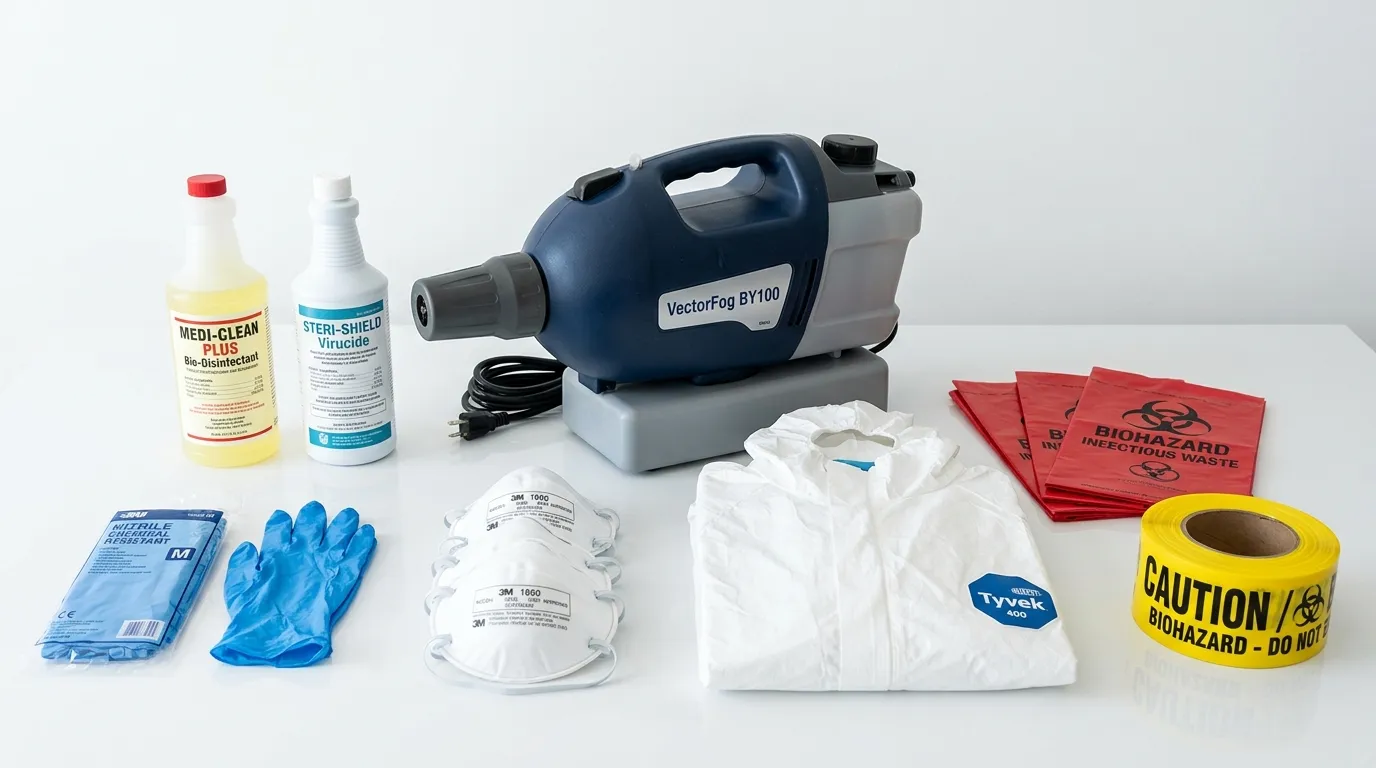 Professional biohazard remediation crew working in Wyoming